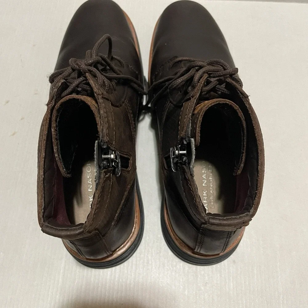 Mark Nason Los Angeles Leather Chukka Boots Dark Brown Side Zip Men's 8 SN225032